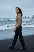 Khaki Oversized Collared Chunky Sweater with Balloon Sleeves - Oversized sweater - Photo 15