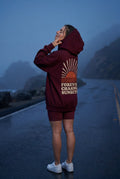 Burgundy Oversized Sun Print Back Graphic Hoodie - Oversized hoodie - Photo 11