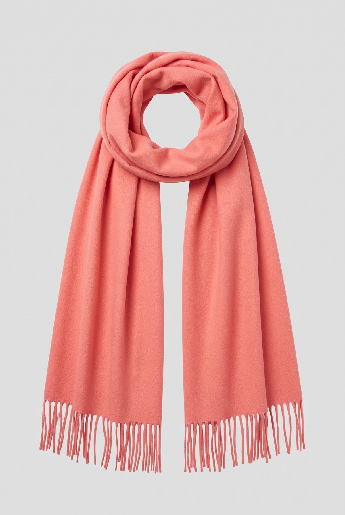 Cashmere Fringed Scarf in Pink (Rosa) — studio front