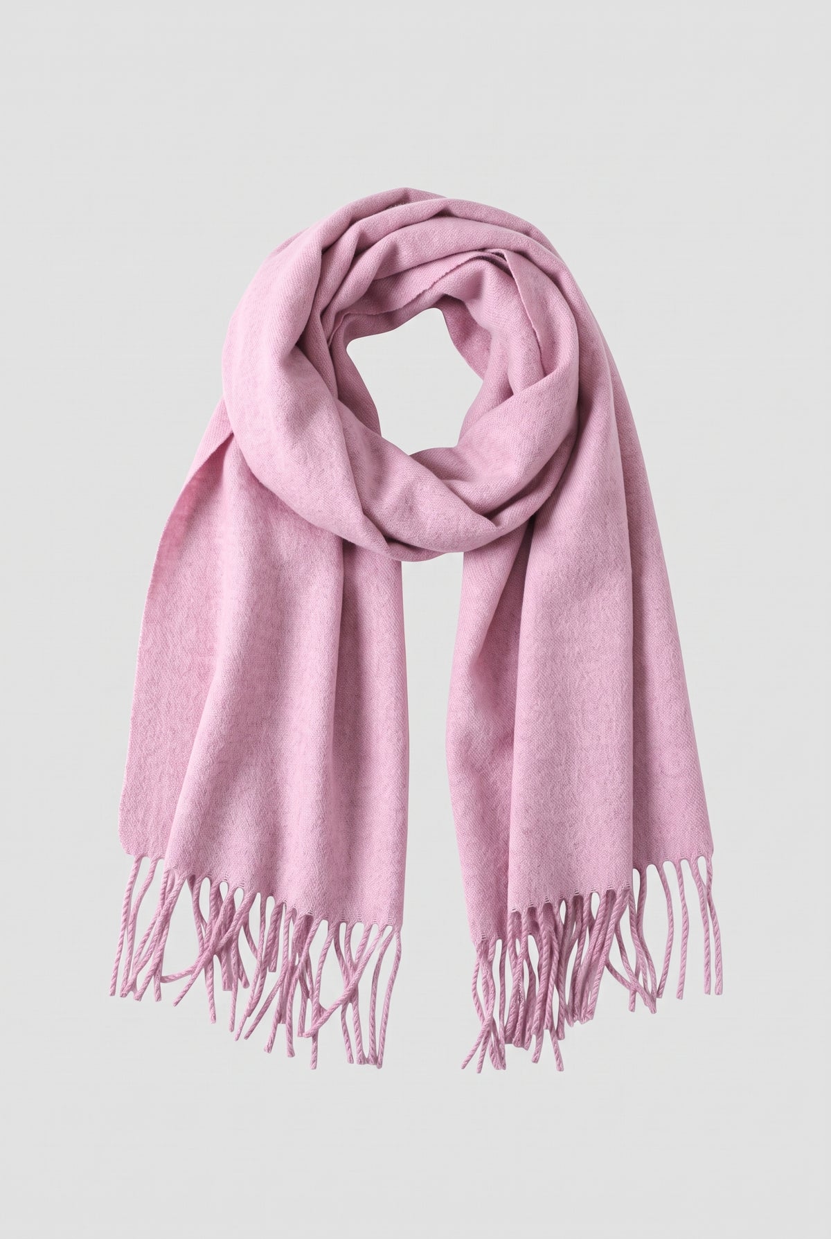 Scarf Tassel Wrap in Pink — studio front