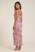 Pink Sheer Ruffled Tiered Maxi Slip Dress - Maxi dress - Photo 2