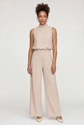 Pink Sleeveless Mock Neck Wide Leg Jumpsuit - Photo 5