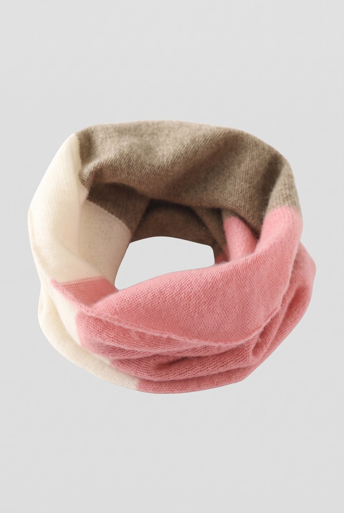 Two-Tone Cashmere Neck Warmer in Pink — studio front