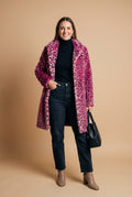 Women's Coat Leopard Print Slim Fit in Pink — studio main