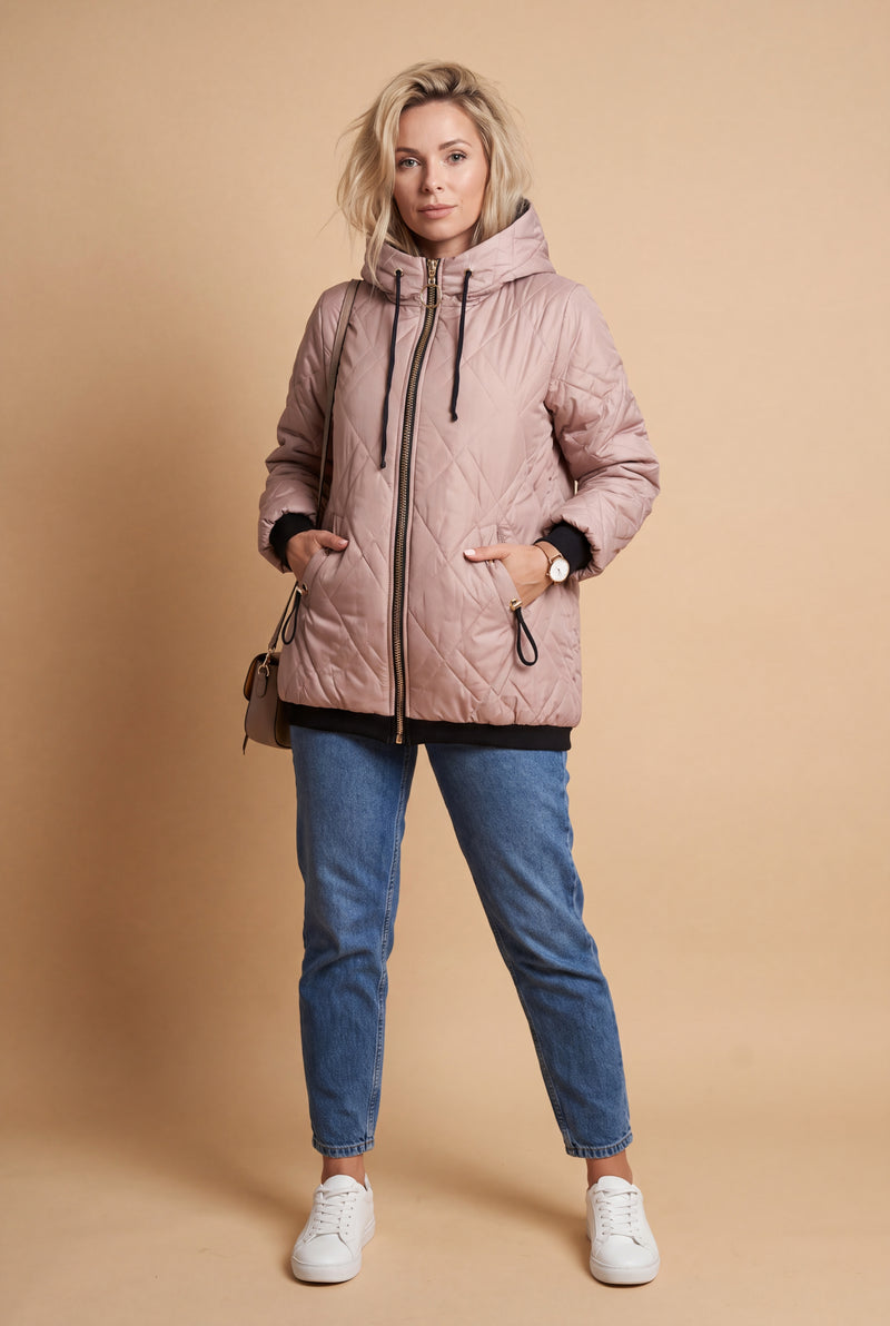 Women's Hooded Jacket Outdoor in Pink — studio fullbody
