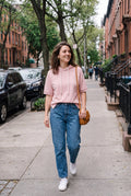 Women's Hoodie Short Sleeve Oversized in Pink — city sidewalk