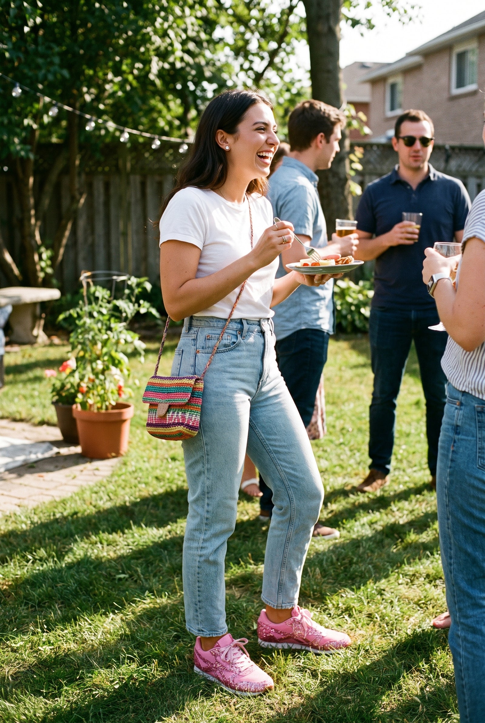 Women's Sneakers Glitter Low-Top in Pink — lifestyle shot