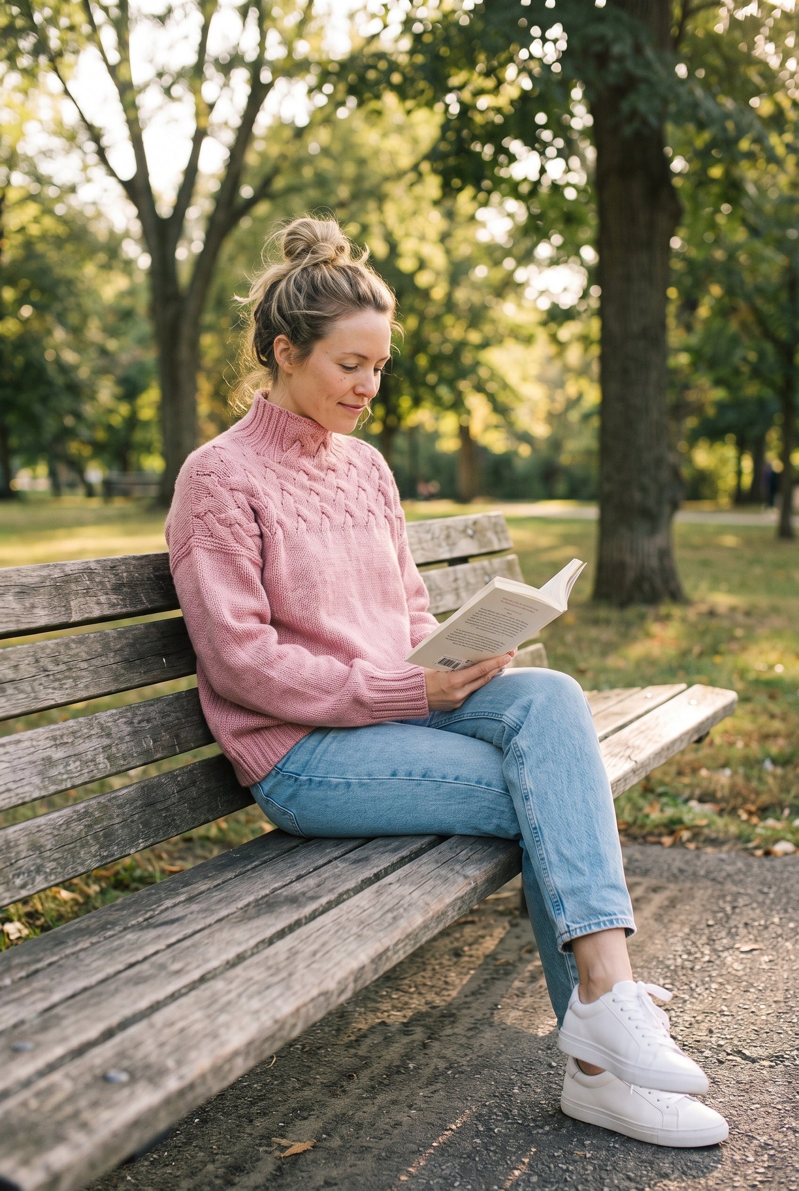 Women's Sweater Oversized Turtleneck in Pink — secondary lifestyle