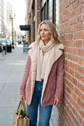 Women's Winter Coat Long Chic Style in Pink — lifestyle downtown errand