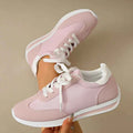 Women's Retro-Inspired Lace-Up Sneakers with White Sole - Photo 4