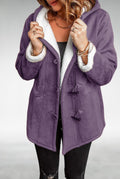 Duffle Coat with Fleece Lining in Purple — front view