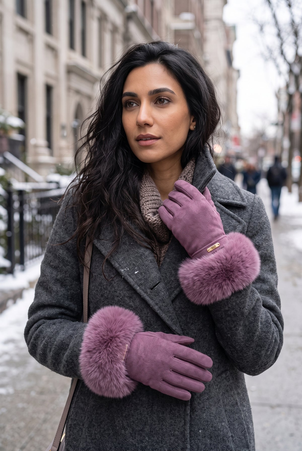 Faux Fur Cuff Gloves in Purple — lifestyle
