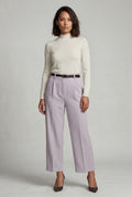Purple High-waisted Wide-leg Tailored Trousers with Belt - Wide leg trousers - Photo 19