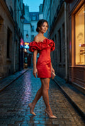 Red Off-shoulder Ruffle Mini Dress - Photo 12
