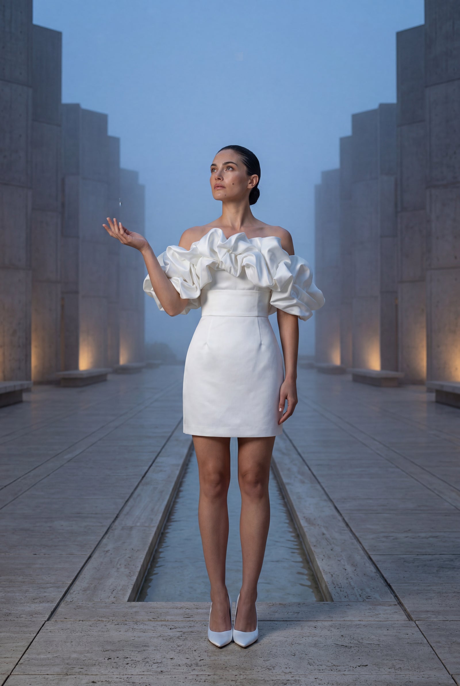 White Off-shoulder Ruffle Mini Dress - Photo 13