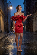 Red Off-shoulder Ruffle Mini Dress - Photo 15