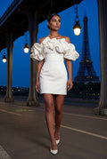 White Off-shoulder Ruffle Mini Dress - Photo 5