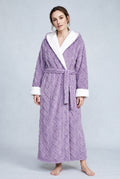 Plush Hooded Robe in Purple — studio front