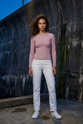 Baby Pink Ribbed Fitted Crew Neck Long Sleeve Top - Fitted tops - Photo 13