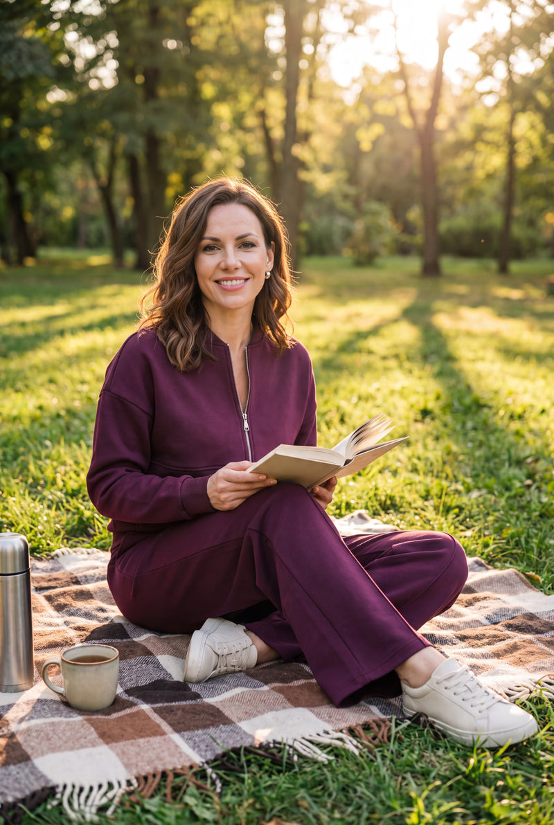 Women's Lounge Set Zip Top in Purple — lifestyle park