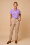 Women's Polo Shirt Elegant Fit in Purple — studio front
