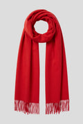 Cashmere Fringed Scarf in Red — studio front