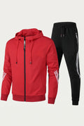 Contrast Stripe Tracksuit Set in Red — studio front