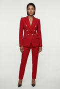 Red Double-breasted Gold Button Tailored Blazer - Tailored blazers - Photo 16