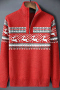 Festive Half-Zip Sweater in Red — front view