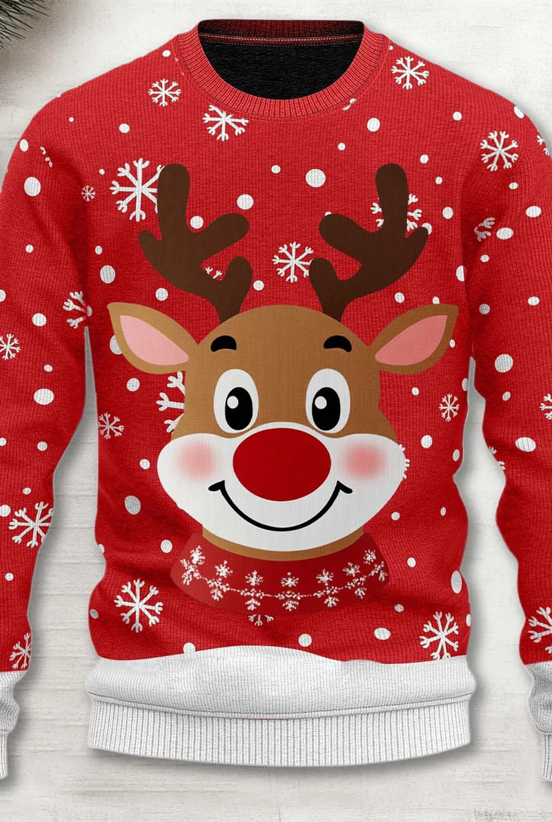 Festive Knit Sweater in Red — front view