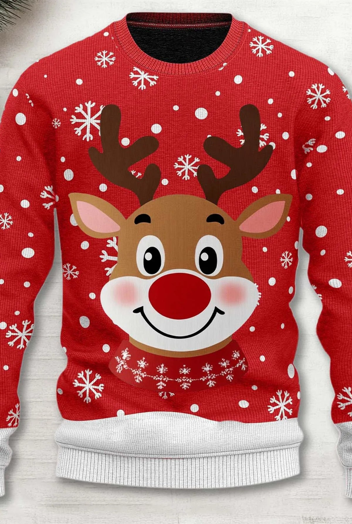 Festive Knit Sweater in Red — front view