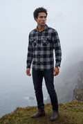 Dark Gray Large Check Plaid Long Sleeve Button Down Shirt - Casual shirts - Photo 14
