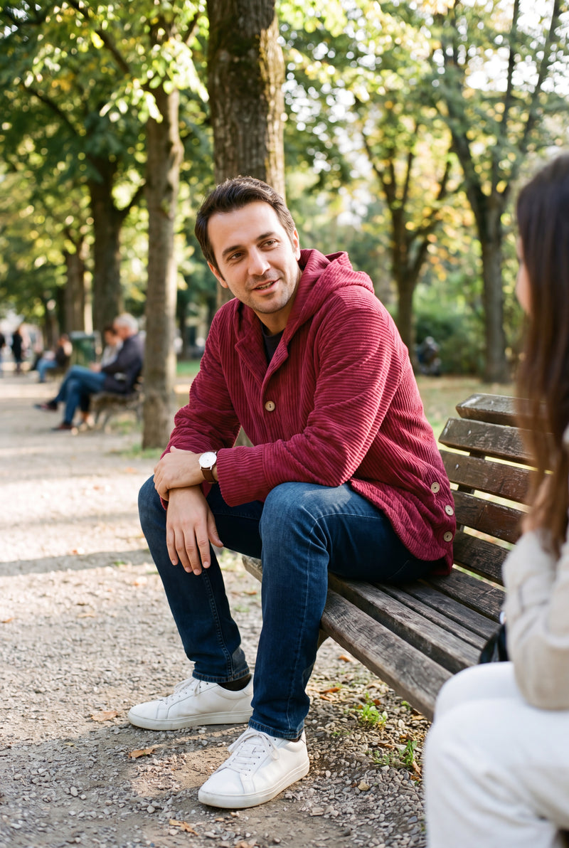 Men's Hoodie Jacket Relaxed Fit in Red — secondary lifestyle