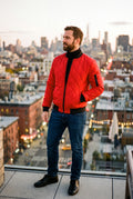 Men's Jacket Diamond Pattern in Red — urban evening