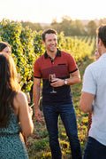 Men's Polo Shirt Striped Short Sleeve in Red — vineyard escape