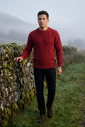 Red Men's Cable Crew Neck Classic Fit Sweater - Long sleeve sweater - Photo 12