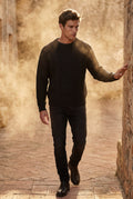 Black Men's Cable Crew Neck Classic Fit Sweater - Long sleeve sweater - Photo 9