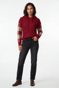 Red Oversized Cable Hoodie with Checked Sleeves - Oversized hoodie - Photo 11