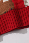 Patchwork Knit Sweater in Red — detail