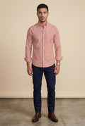 Red Tailored Vertical Stripe Button-down Dress Shirt - Dress Shirts - Photo 12
