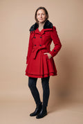 Women's Coat Fur-Lined Elegant in Red — primary