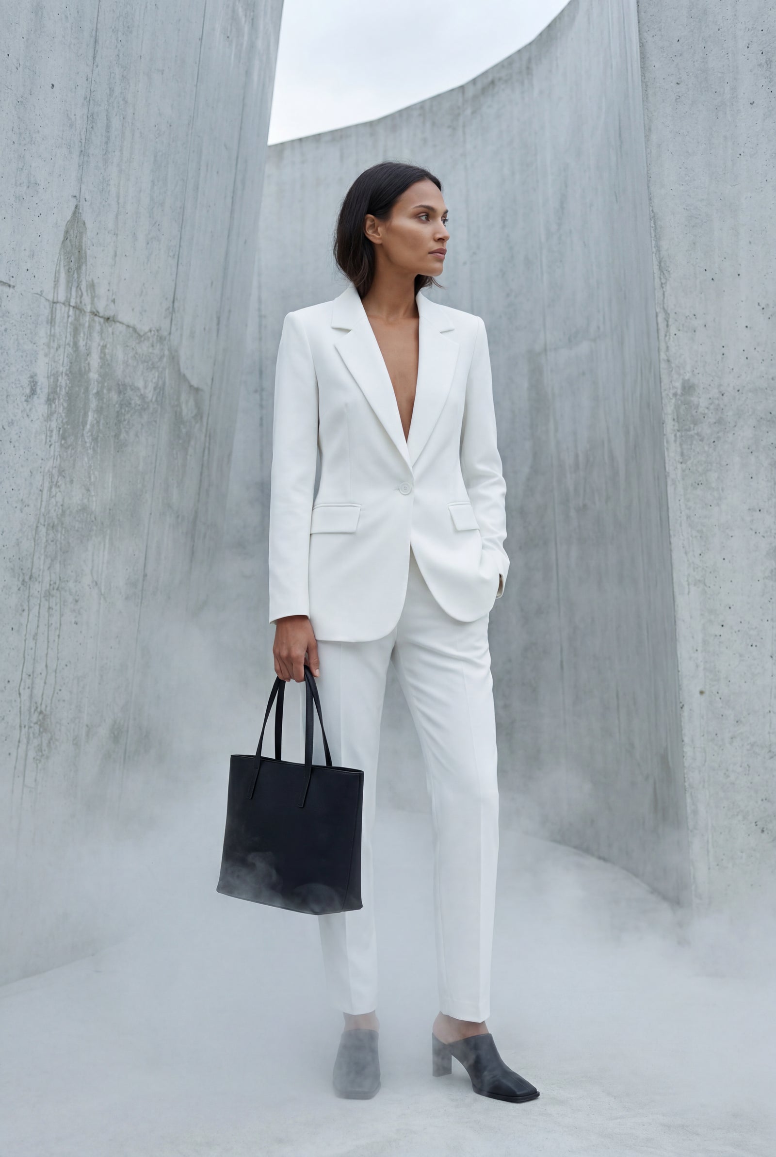 White Women's Slim Fit Single-Breasted Tailored Blazer - Slim fit blazer - Photo 8