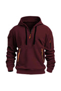 Zip-Pocket Hoodie in Red — front view