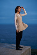 Sand Beige Sleeveless V-neck Cardigan Dress with Pocket - Sleeveless cardigan - Photo 6