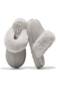 Shearling Open-Back Slippers in Sand Suede — other