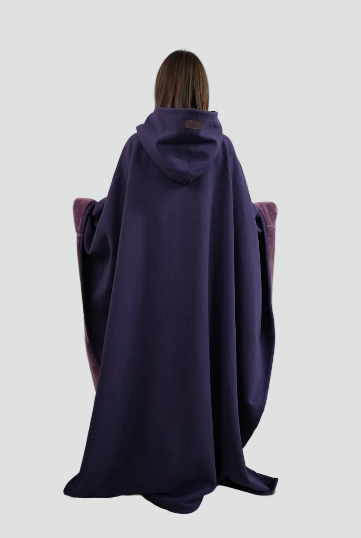 Fleece-Lined Hooded Blanket in Secret — back