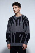Silver Abstract Intarsia Relaxed Crew Neck Jumper - Knitted jumper - Photo 10
