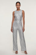 Silver Belted Sleeveless Wide-leg Jumpsuit - Sequin jumpsuit - Photo 10