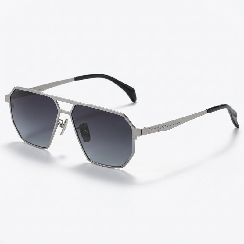 Silver Geometric Frame Gradient Lens Sunglasses - Photo 1