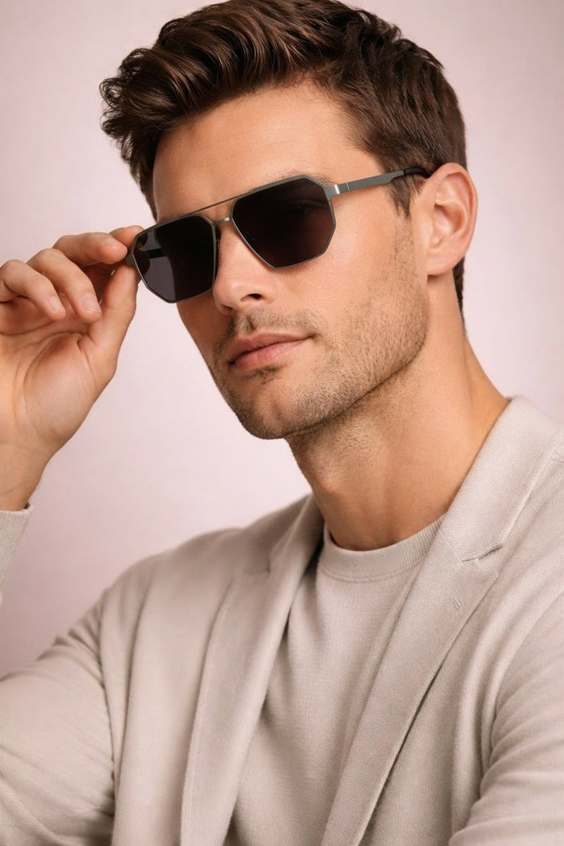 Geometric Frame Gradient Lens Sunglasses - Photo 3